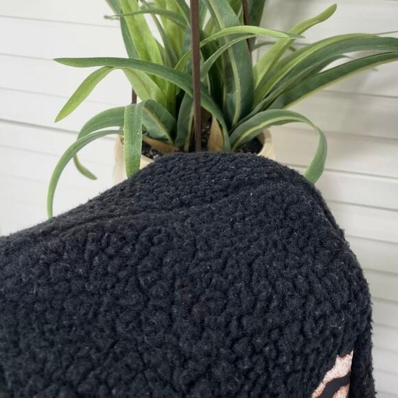 Zyia Active Leopard Flying V Teddy Fleece Jacket High Pile Black Zip Up Size S - Picture 10 of 11